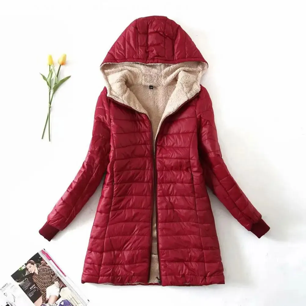 Cozy Autumn Winter Mid-length Jacket S-2XL Women Coat Mid-length Jackets Office Ladies Clothes for Outdoor