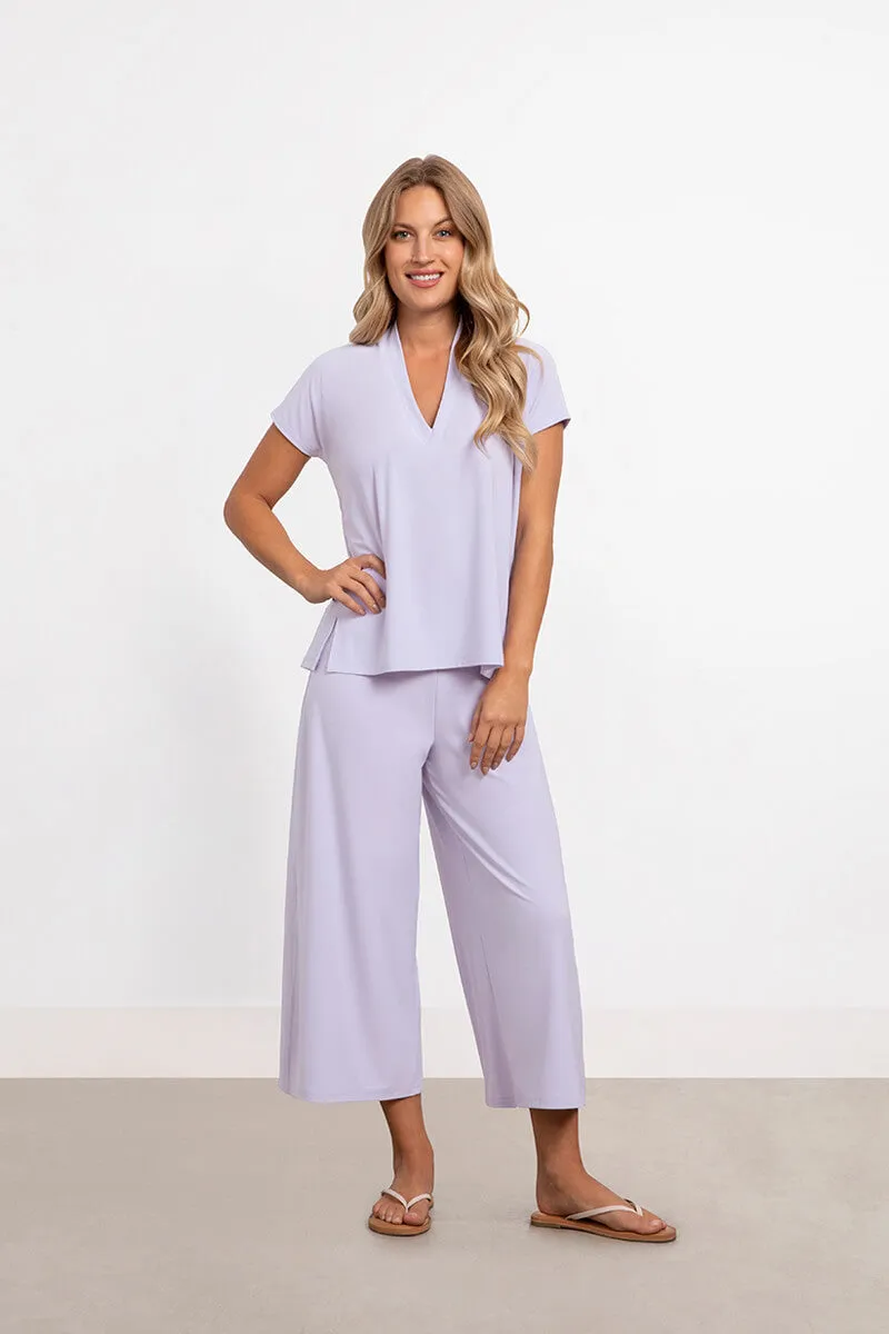 Deep V Top Short Sleeve | Lavender