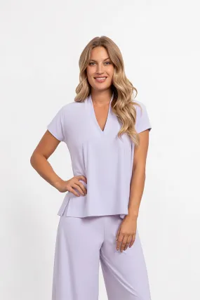 Deep V Top Short Sleeve | Lavender