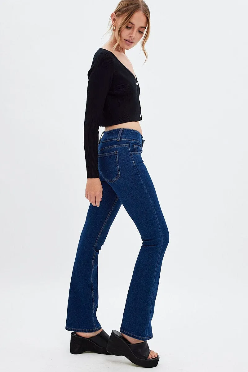 Denim Flare Jeans Low Waist