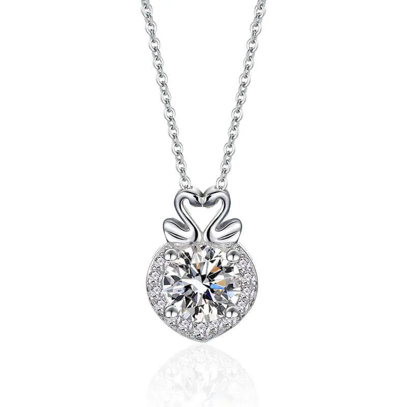 Double Swan Pendant Moissanite Necklace