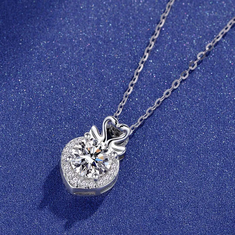 Double Swan Pendant Moissanite Necklace