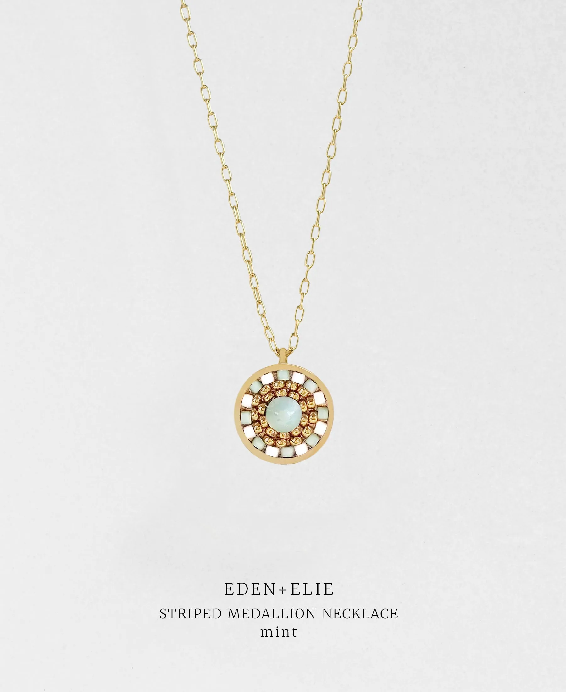 EDEN   ELIE Striped Medallion necklace - Mint