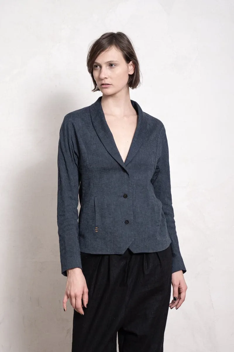 eigensinnig wien | Sokrates | Edler Damen Sommerblazer aus Leinen in marine-blau