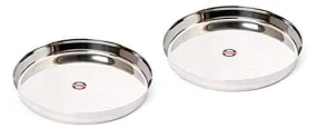 Embassy Plain Khumcha Spl/Dinner Plate, Size 13, 28.6 cms (Pack of 2, Stainless Steel)