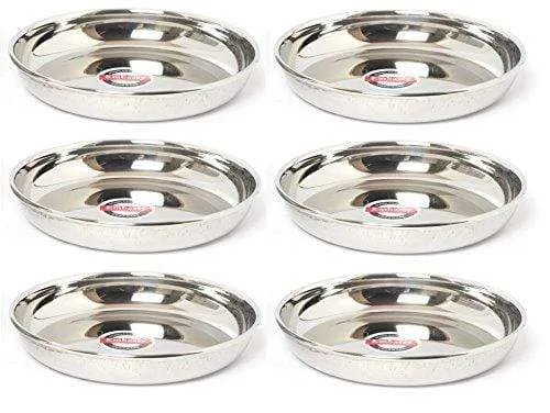 Embassy Rice Plate, Size 4, 12.9 cms (Pack of 6, Stainless Steel)