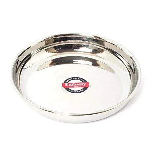 Embassy Rice Plate, Size 4, 12.9 cms (Pack of 6, Stainless Steel)