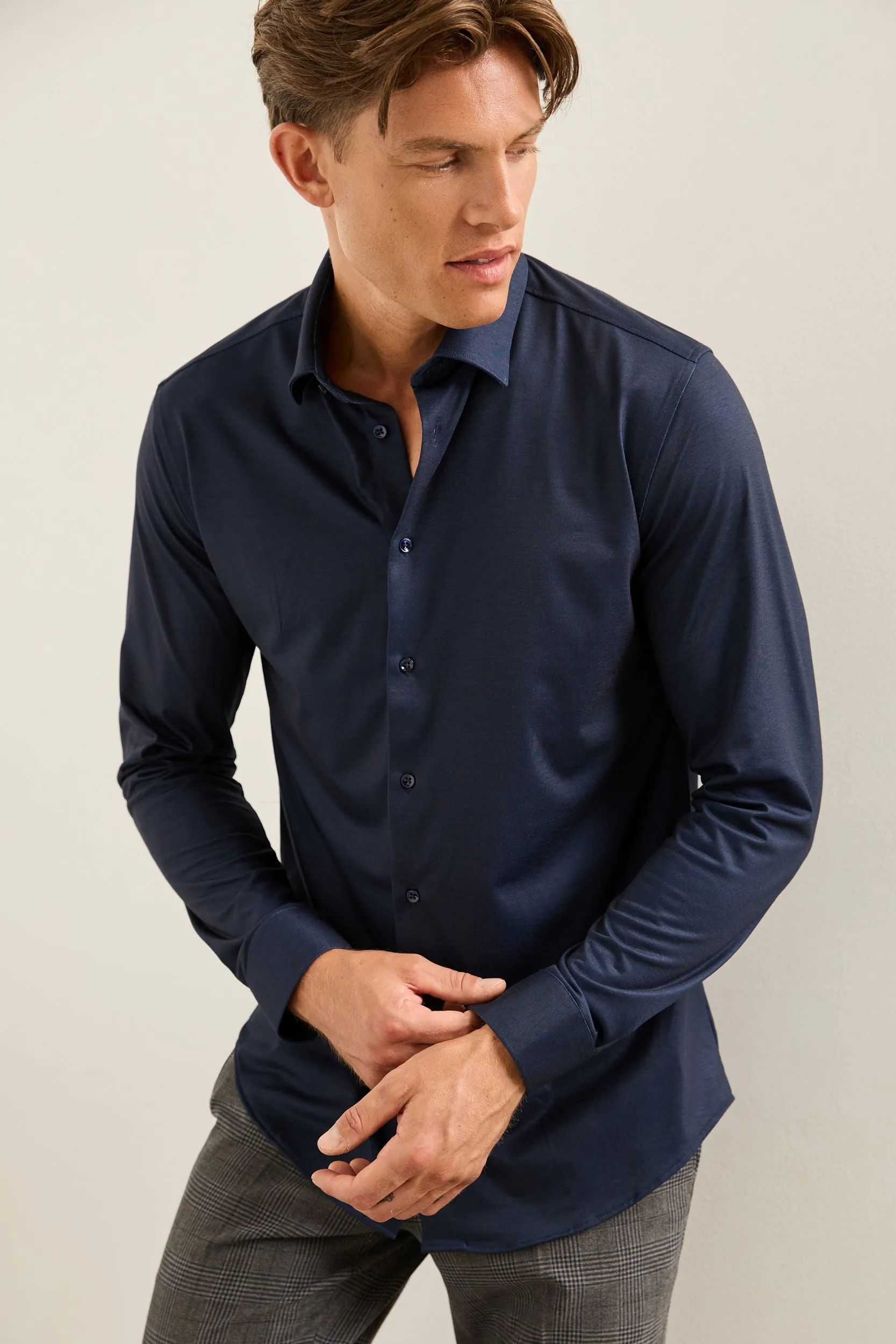 Extra-Fitted Solid Jersey Shirt