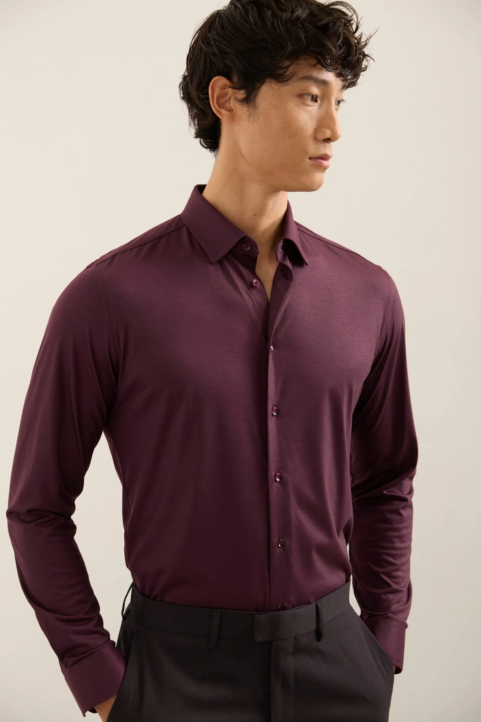 Extra-Fitted Solid Jersey Shirt