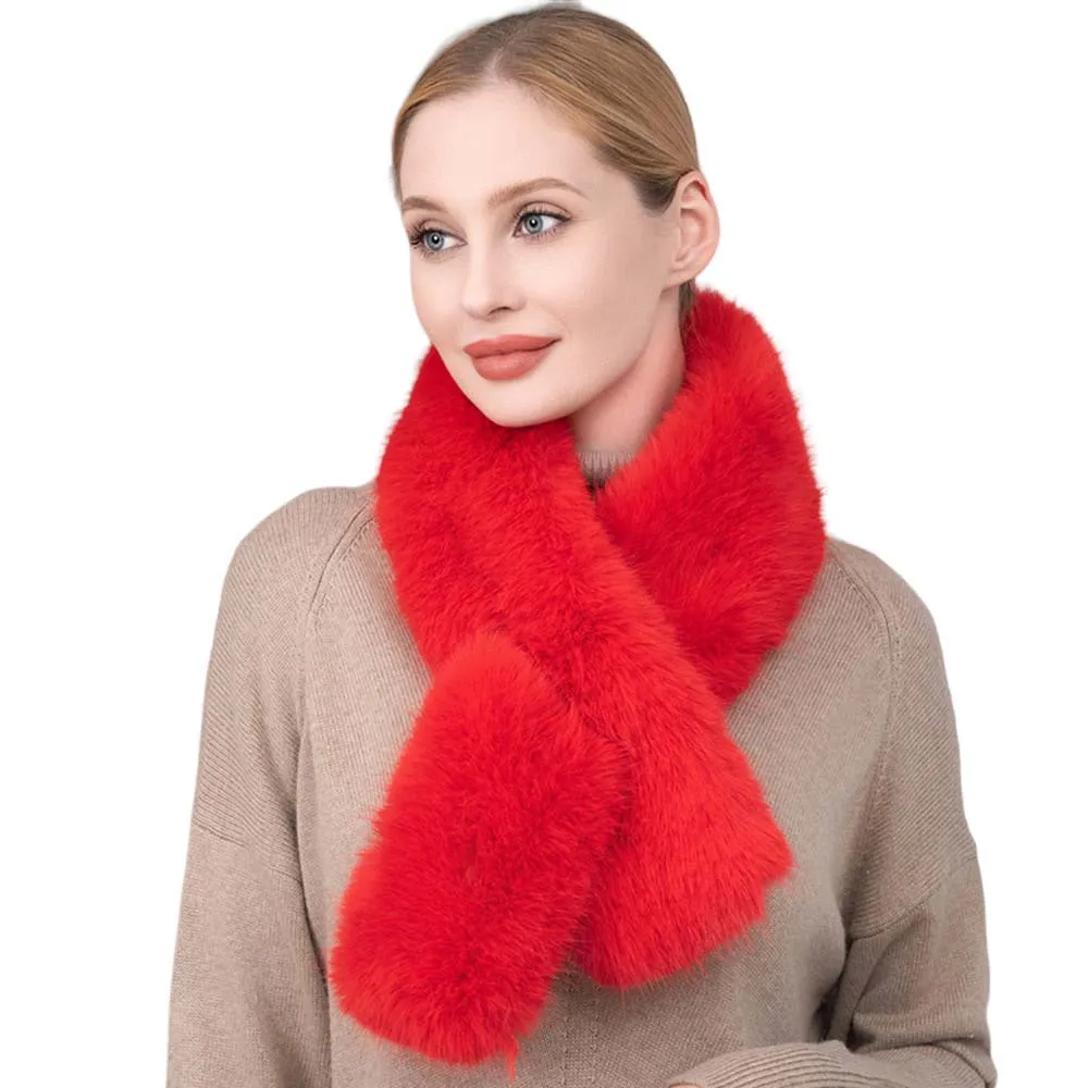 Faux Fur Solid Pull Through Scarf