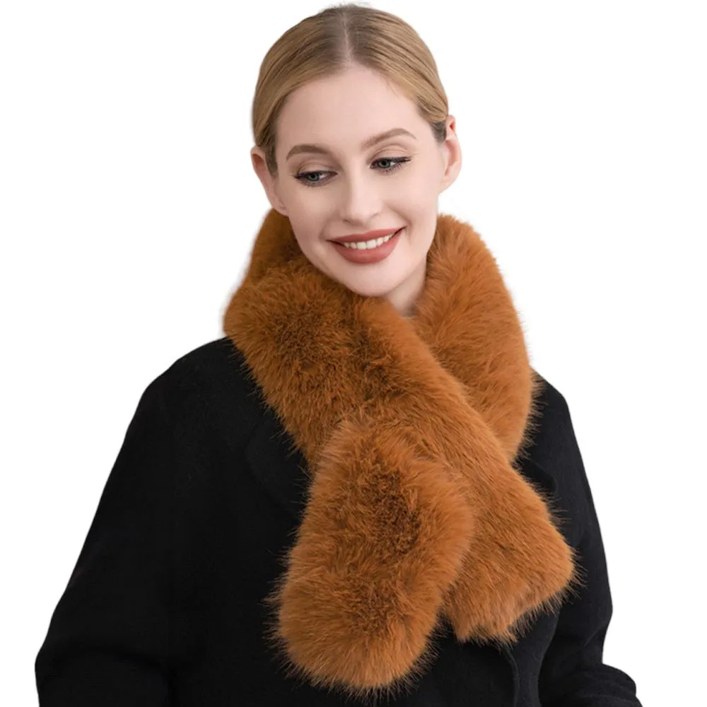 Faux Fur Solid Pull Through Scarf