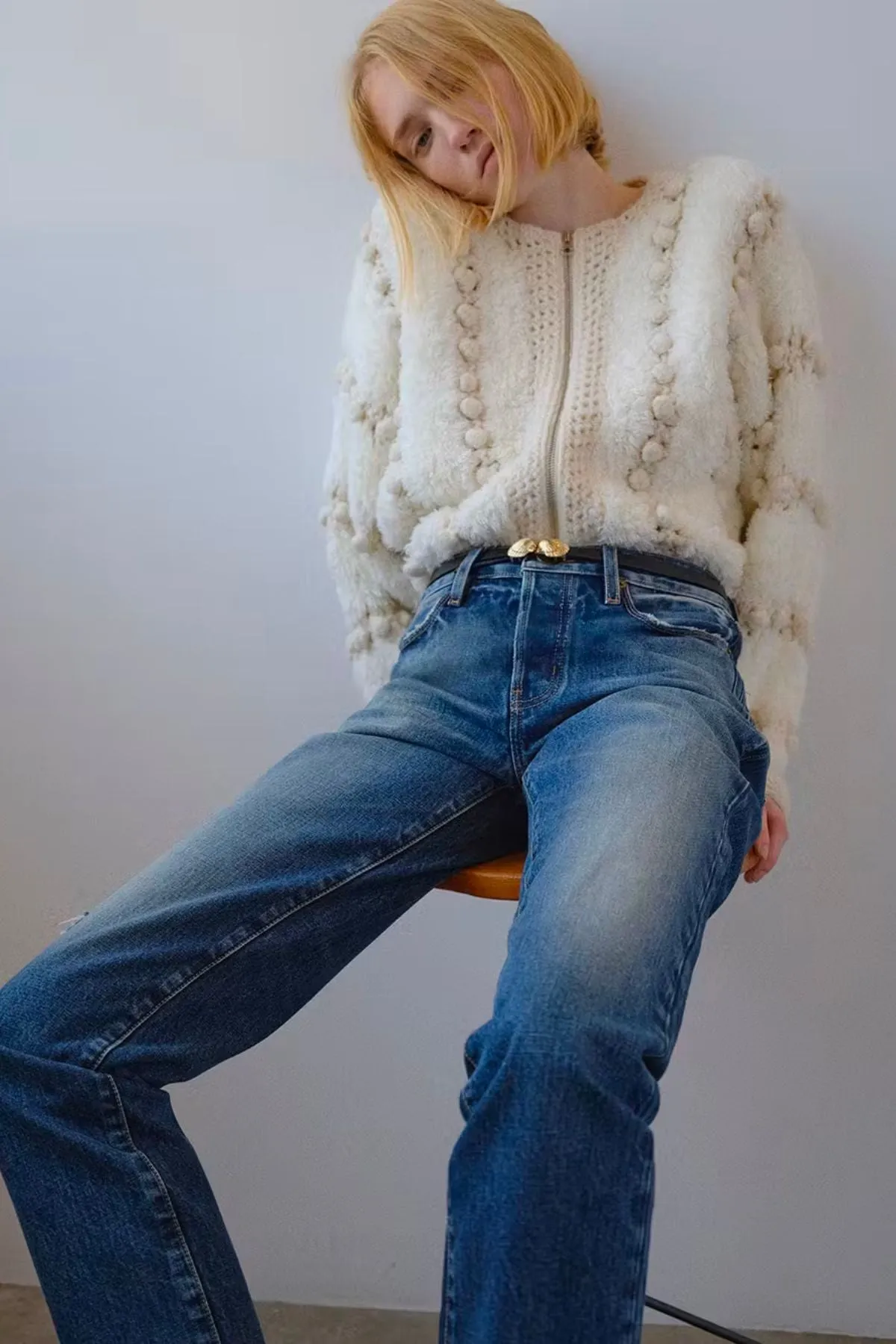 Frame Denim Pom Pom Cardigan - Cream