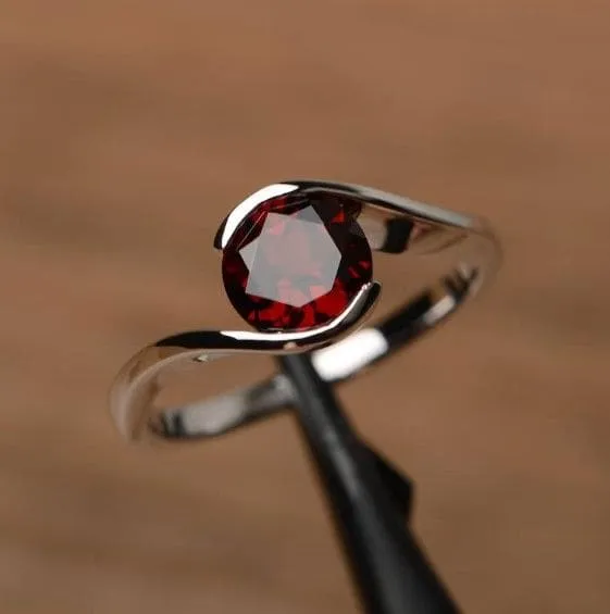 Garnet 925 Sterling Silver Unique Handmade Ring