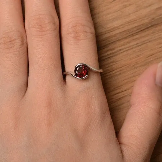 Garnet 925 Sterling Silver Unique Handmade Ring