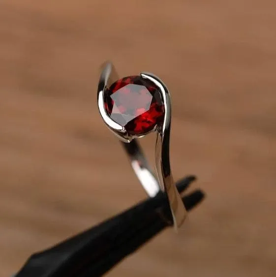 Garnet 925 Sterling Silver Unique Handmade Ring