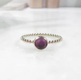 Gemstone Ring Amethyst Faceted 1mm Wide Choose Your Metal, Size and Texture