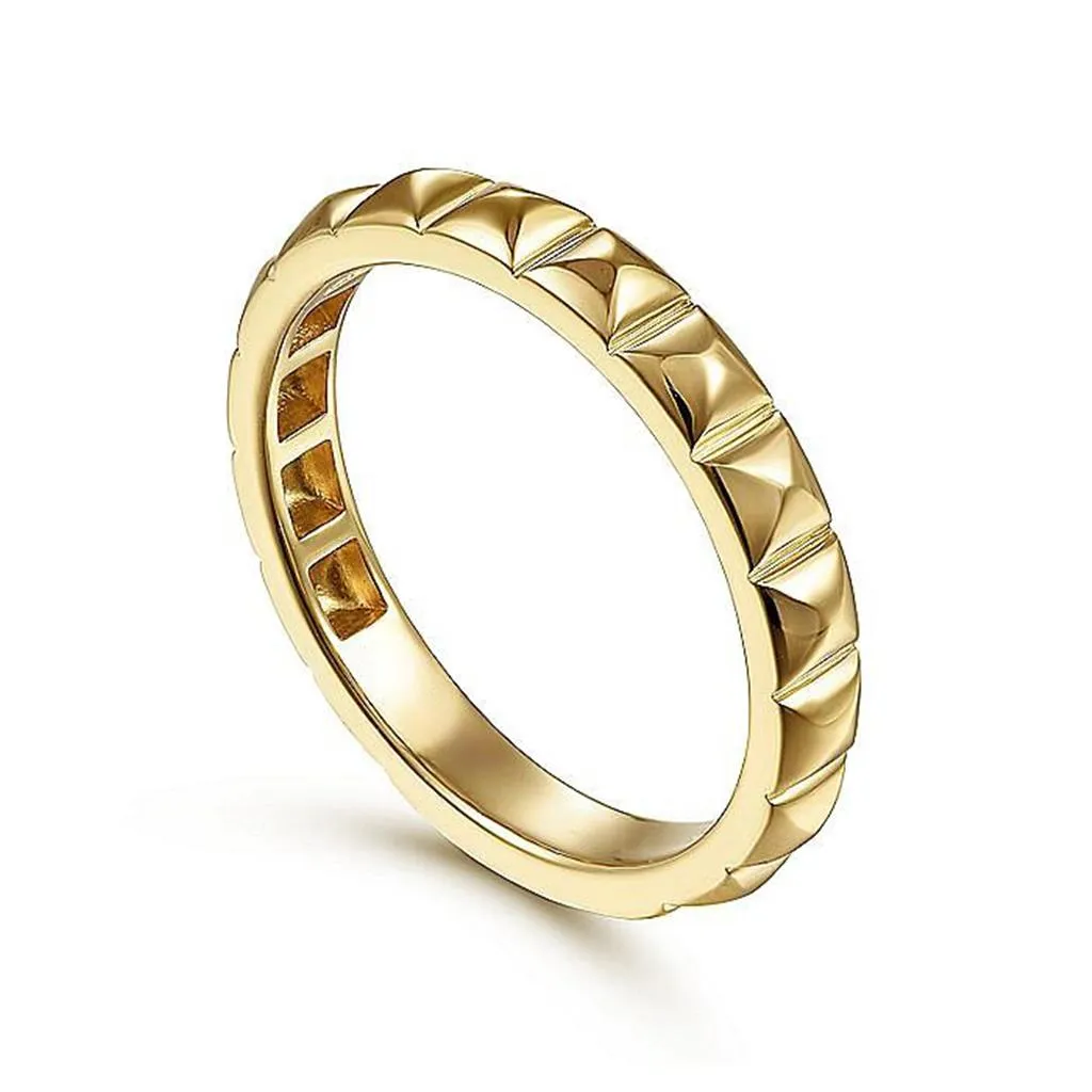 Geometric "Pyramid" Stackable Band - 14k Yellow Gold