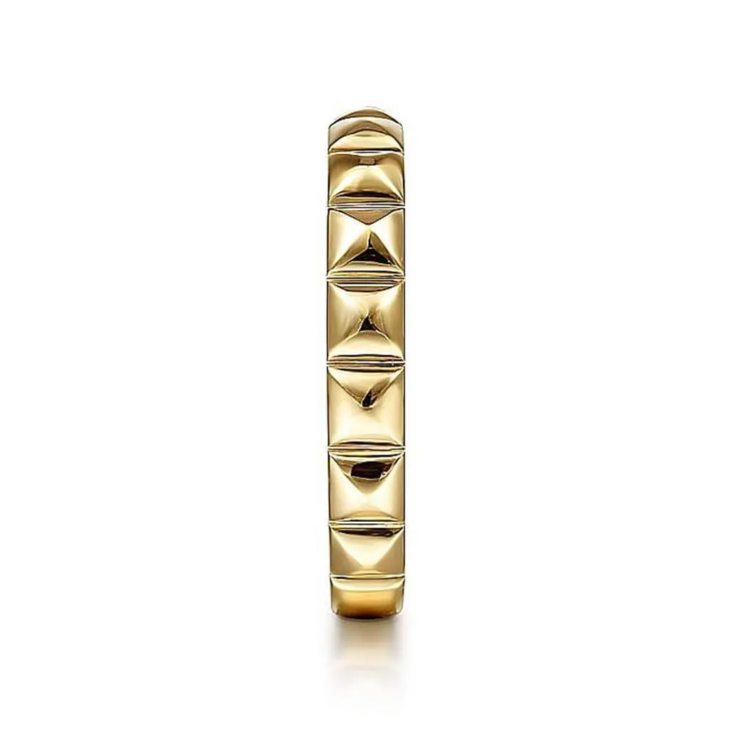 Geometric "Pyramid" Stackable Band - 14k Yellow Gold