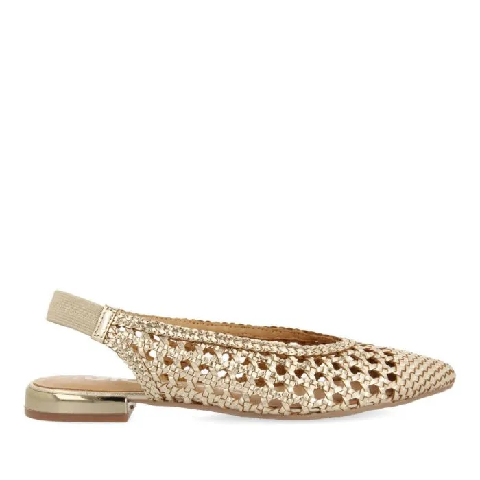 Gioseppo Guatavita 68238 Gold Woven Leather Ballerinas