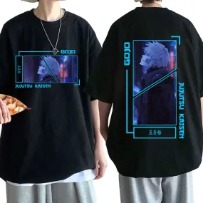 Gojo Satoru T-shirt Anime Jujutsu Kaisen Fashion Casual Cotton Short Sleeve Harajuku Streetwear