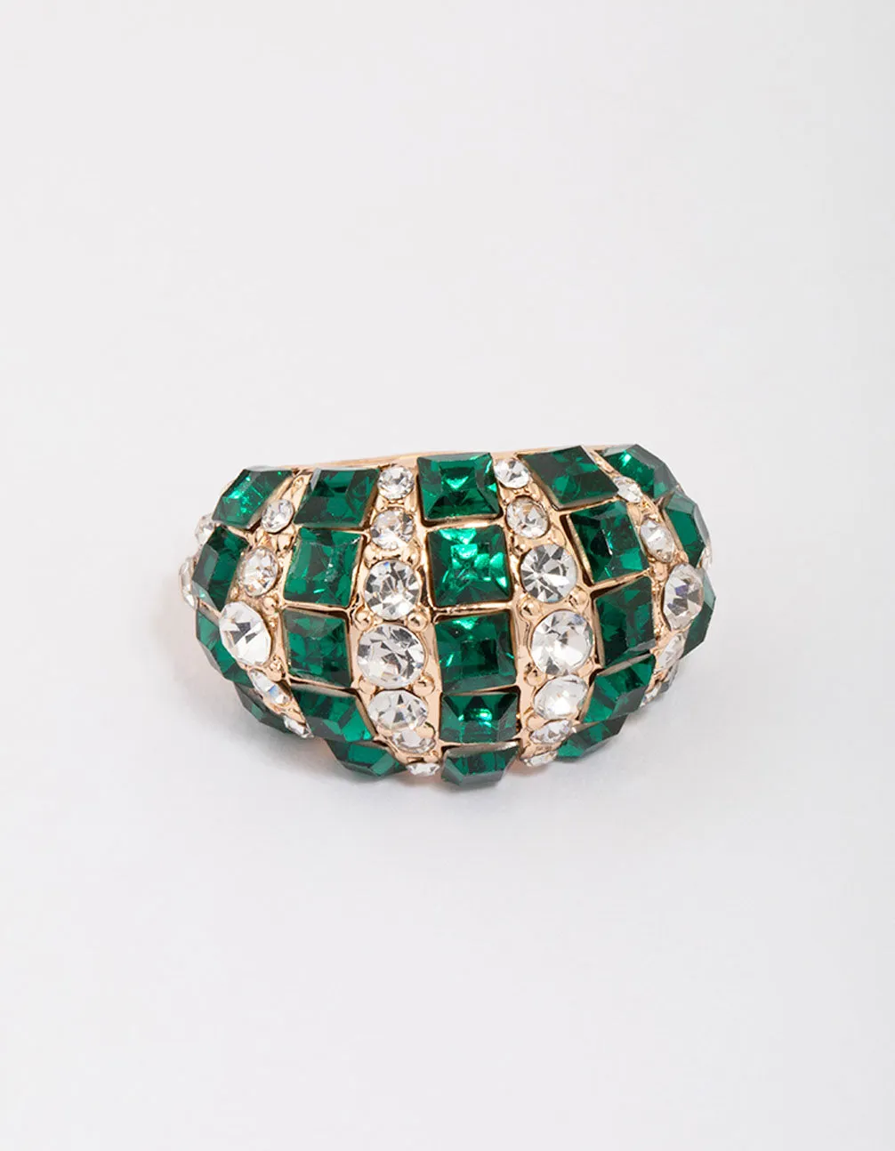 Gold Emerald Stripe Dazzling Ring