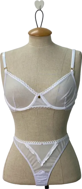 Gooseberry Intimates White Dolce Bra and Tanga Set UK Small