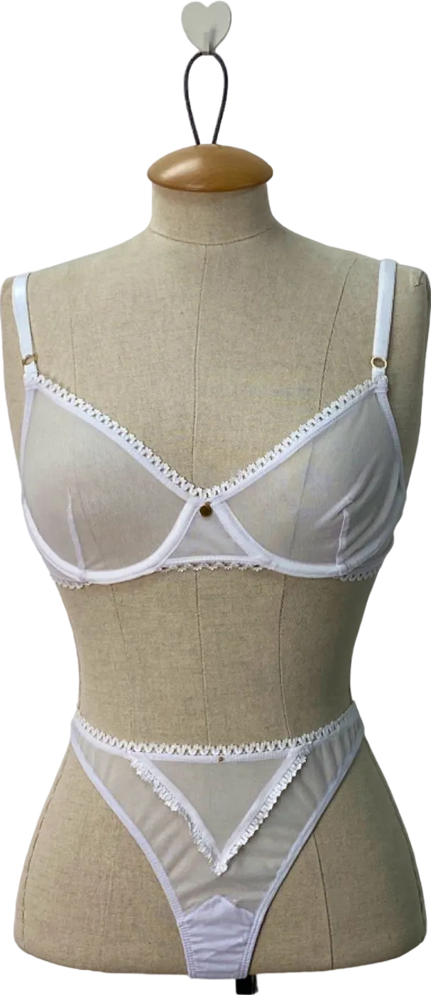 Gooseberry Intimates White Dolce Bra and Tanga Set UK Small