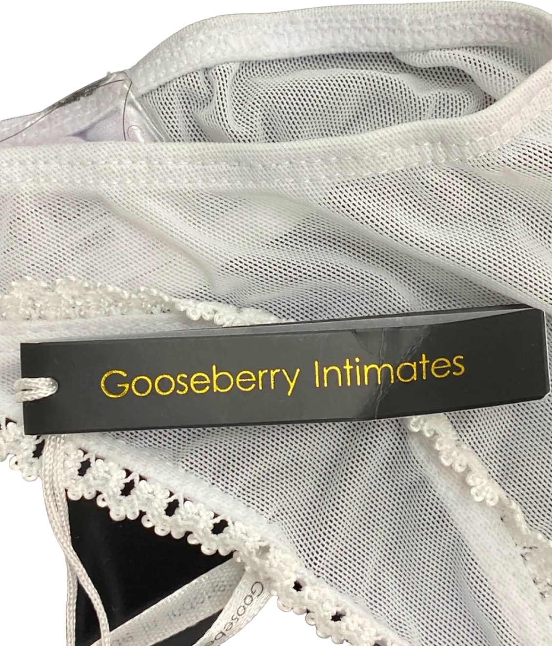 Gooseberry Intimates White Dolce Bra and Tanga Set UK Small