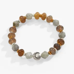 Gray Agate   Labradorite Beaded Stretch Bracelet