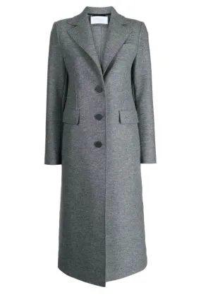 Harris Wharf Single Breasted Pressed Wool Coat - Grey Mouline