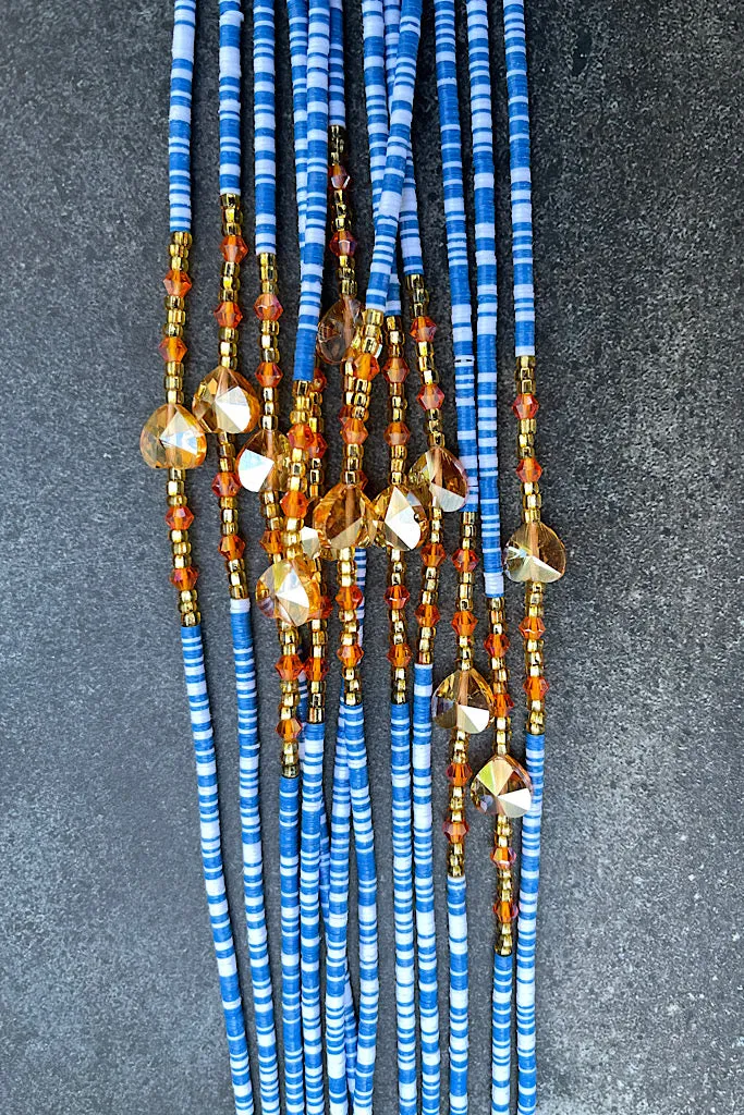 Havana Blue Tie On Waist Beads