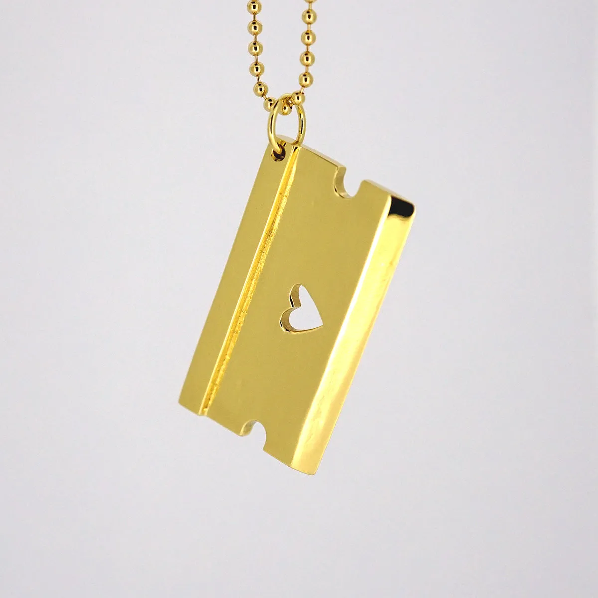 Heart Razor Pendant - Solid Gold