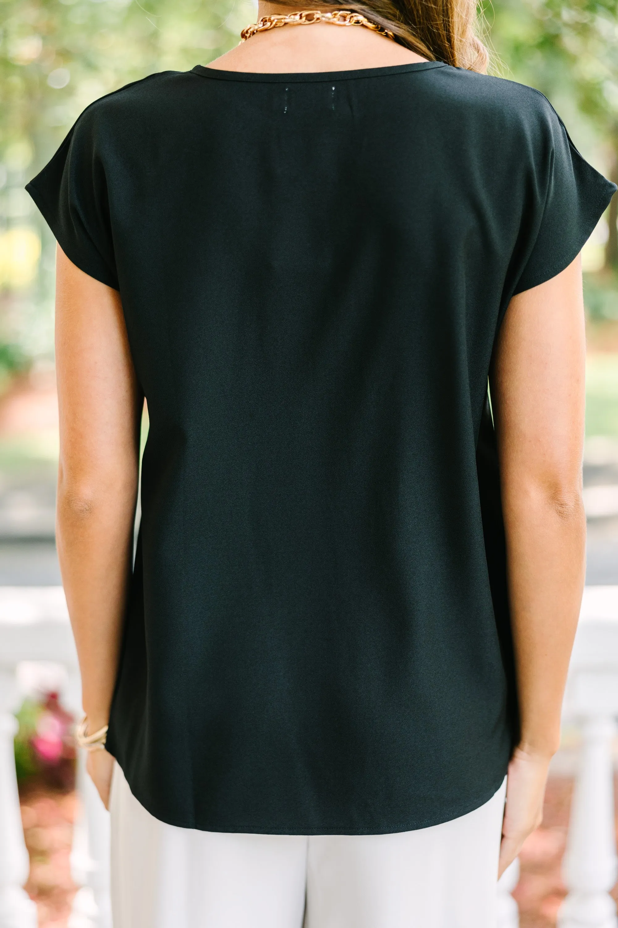 Hello Beautiful Black Cap Sleeve Top