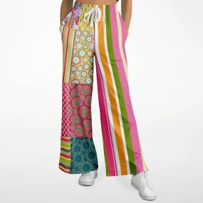 Hello Janis! Green Striped Patchwork Stretchy Phat Bellbottoms