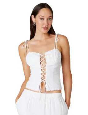 Hiro Front Lace Up Top, White