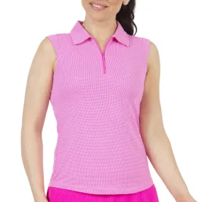 IBKUL Polo S/less Mini Check Hot Pink