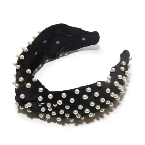 JET PEARL VELVET KNOTTED HEADBAND