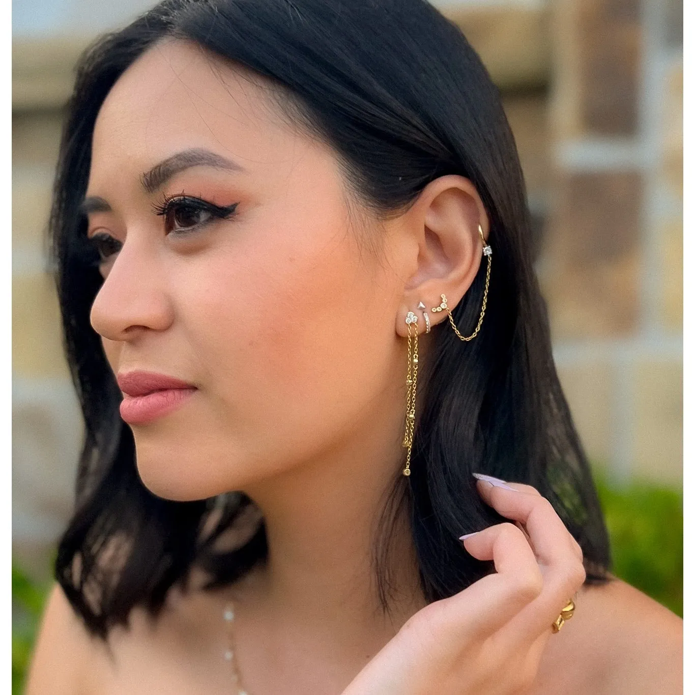 Jolie Bezel Drop Earrings