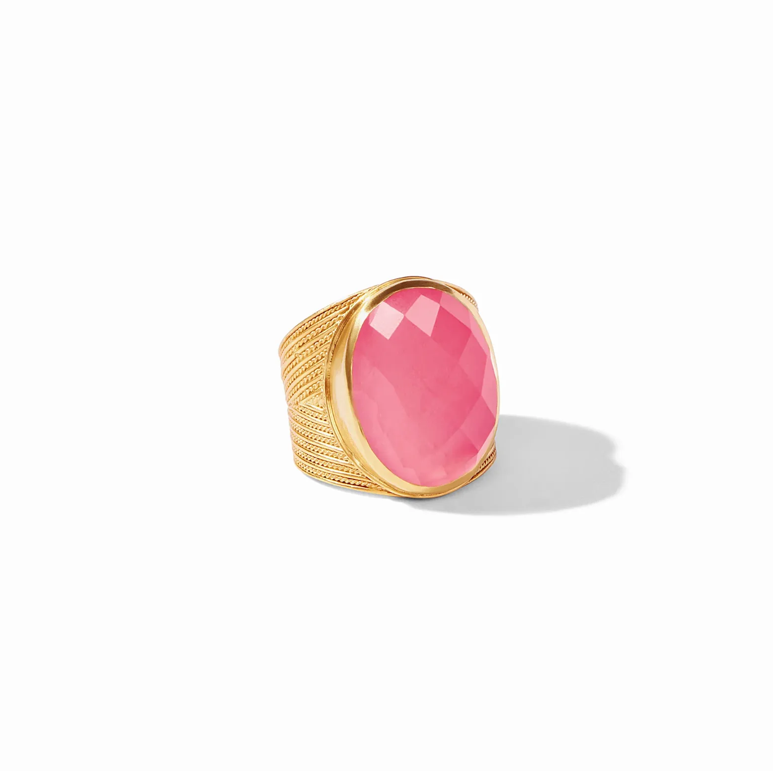 Julie Vos Verona Statement Ring, Peony Pink