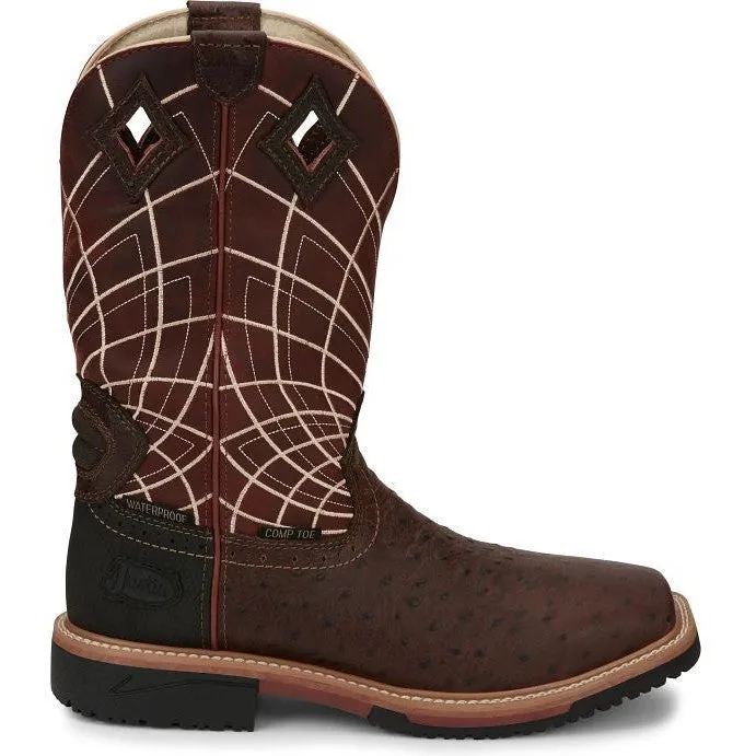 Justin Men's Derrickman 12 Comp Toe Western Work Boot -Brown- SE4835