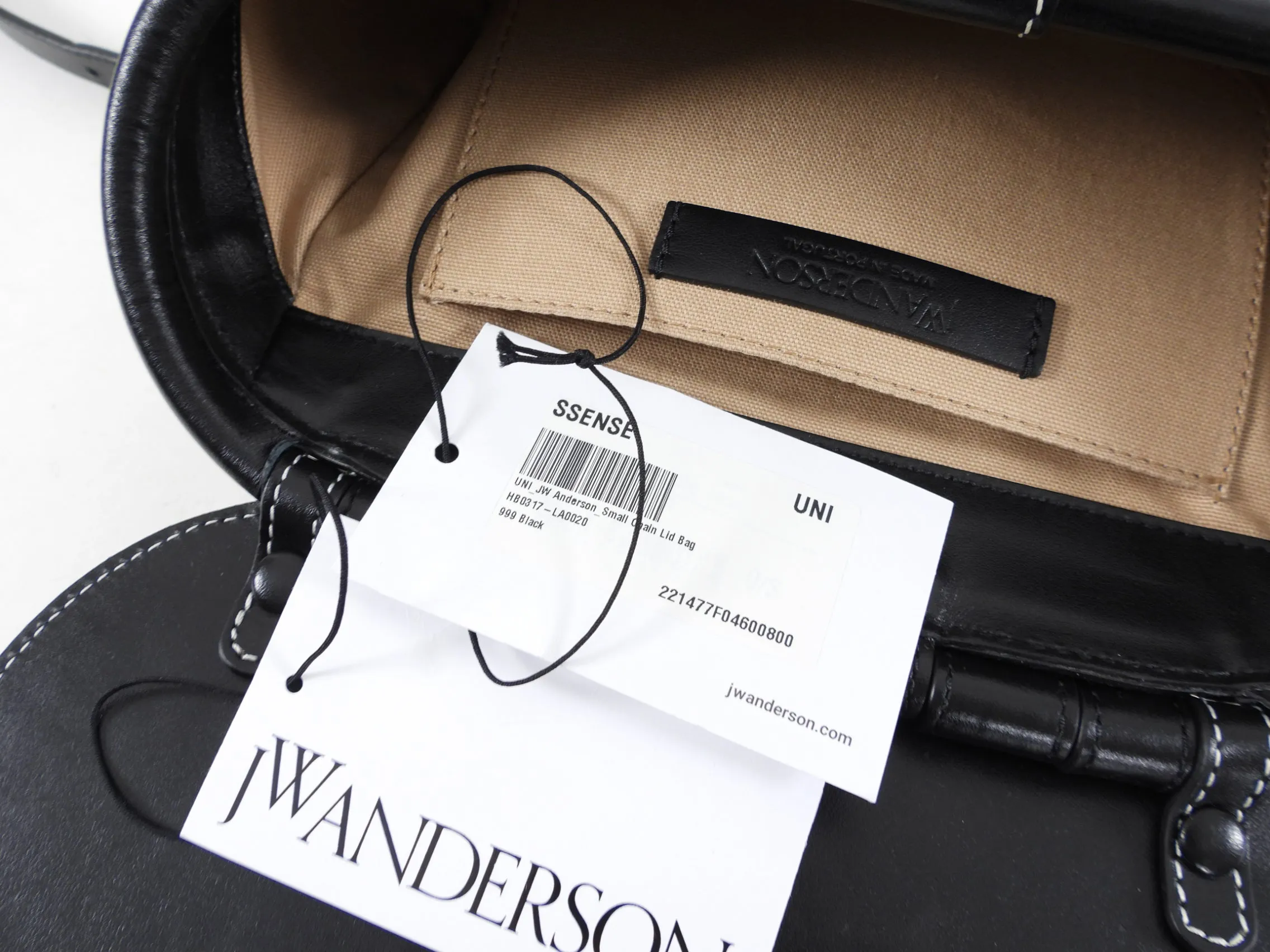 JW Anderson Small Black Leather Chain Lid Bag