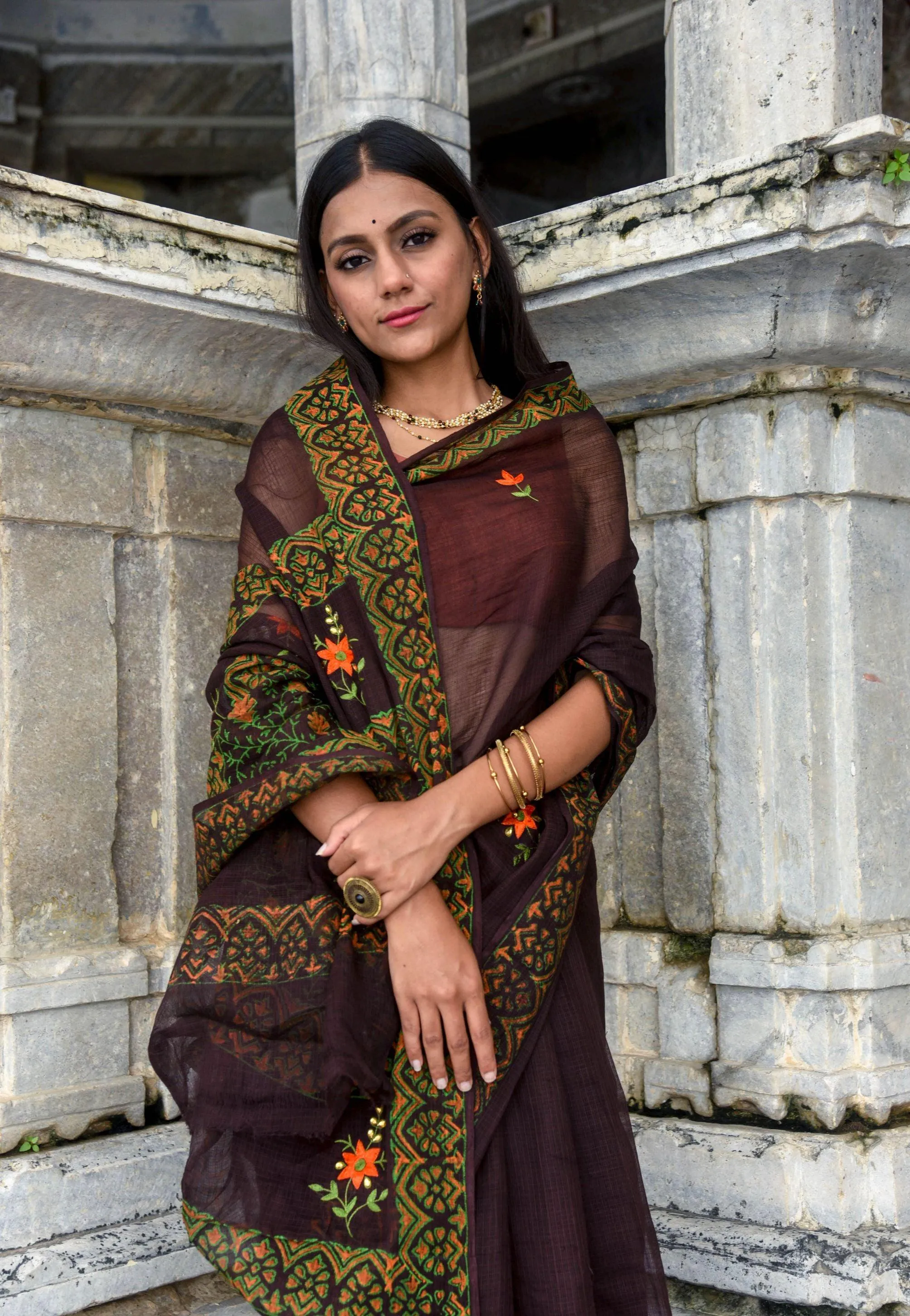 Kaisori Kota saree - Bagh Avantika embroidered and handblockprinted Kota saree