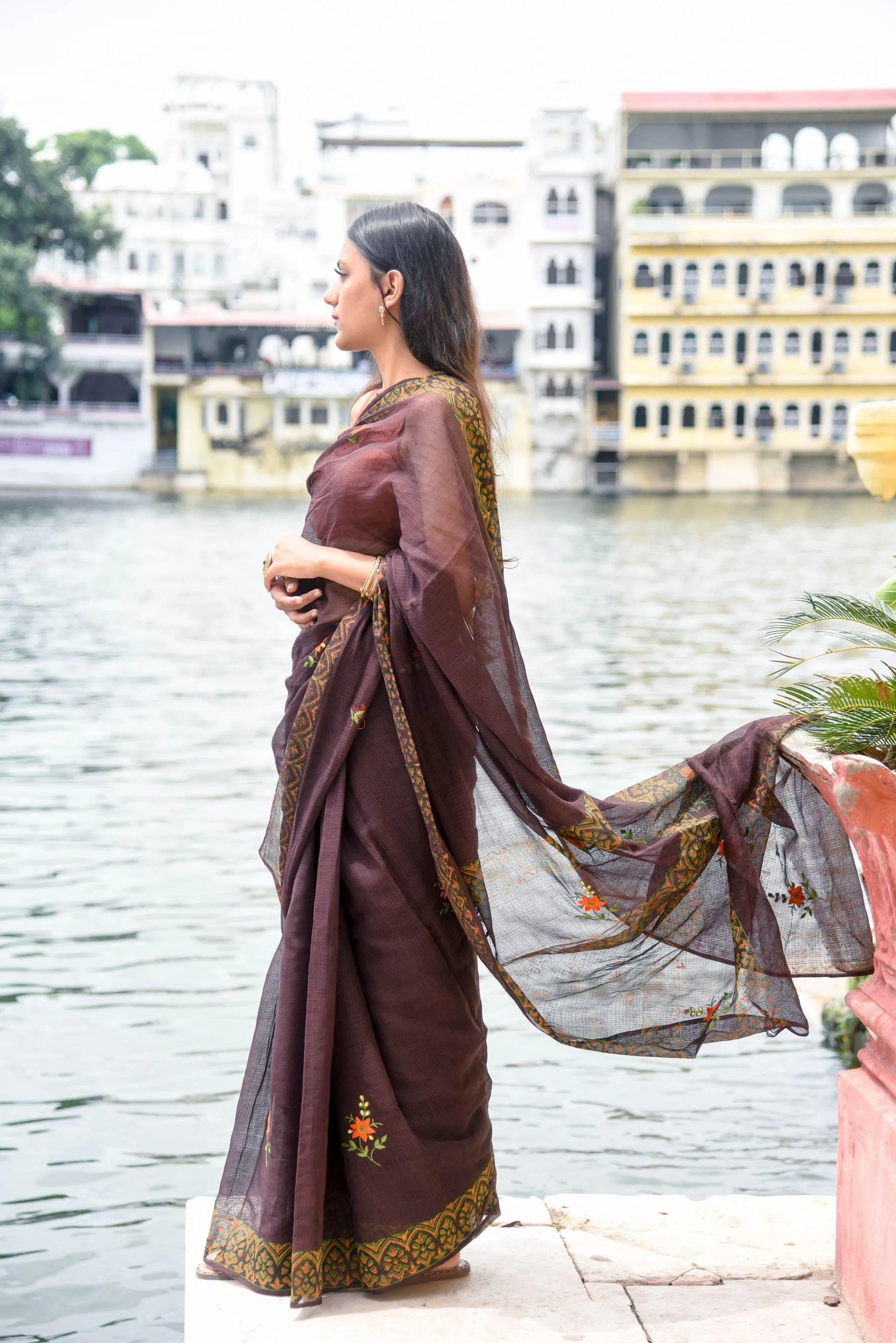 Kaisori Kota saree - Bagh Avantika embroidered and handblockprinted Kota saree