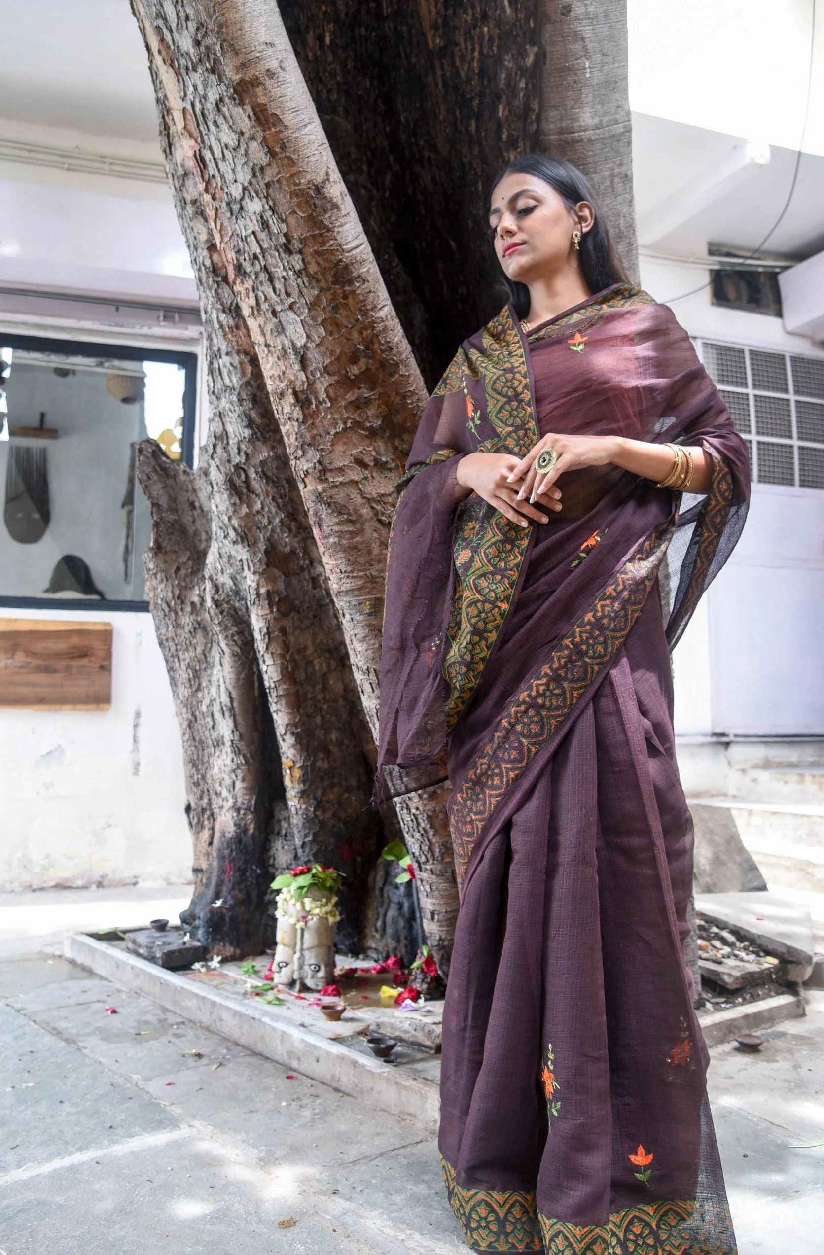 Kaisori Kota saree - Bagh Avantika embroidered and handblockprinted Kota saree