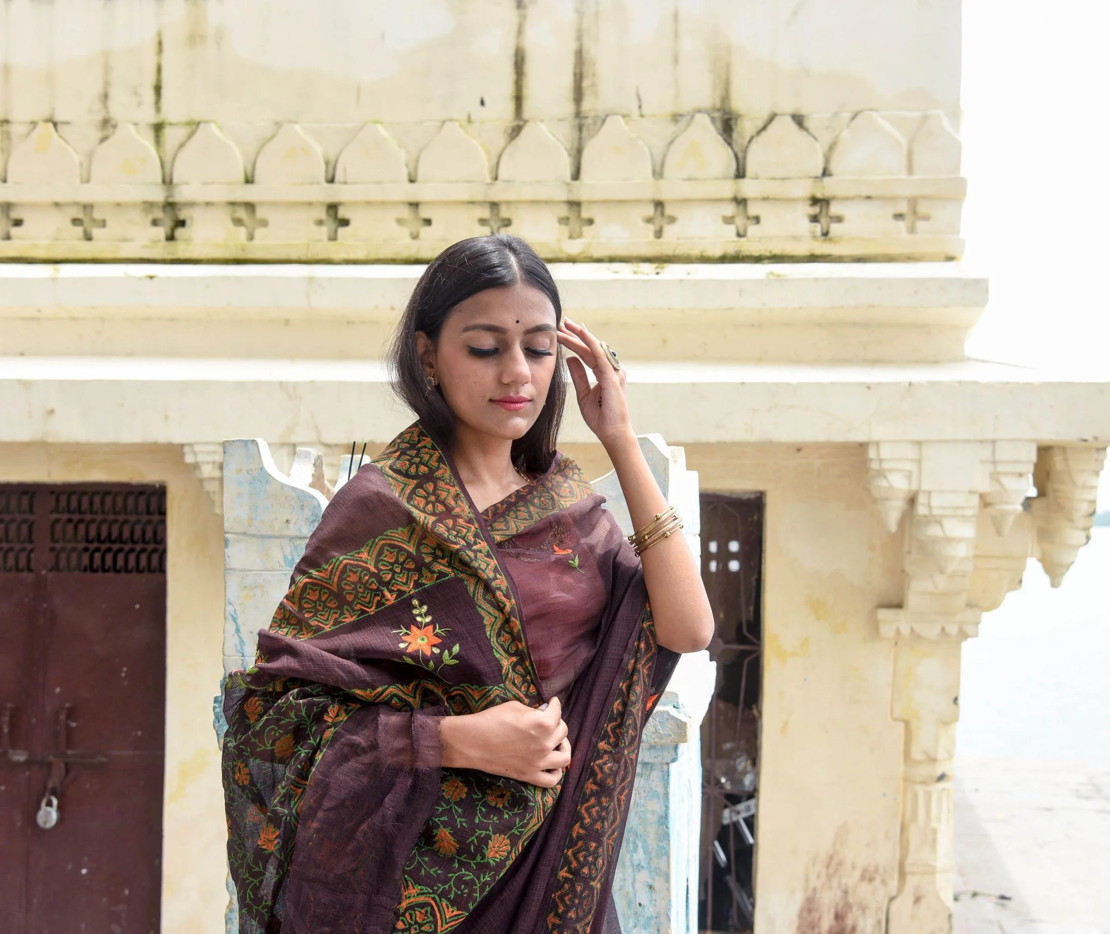 Kaisori Kota saree - Bagh Avantika embroidered and handblockprinted Kota saree