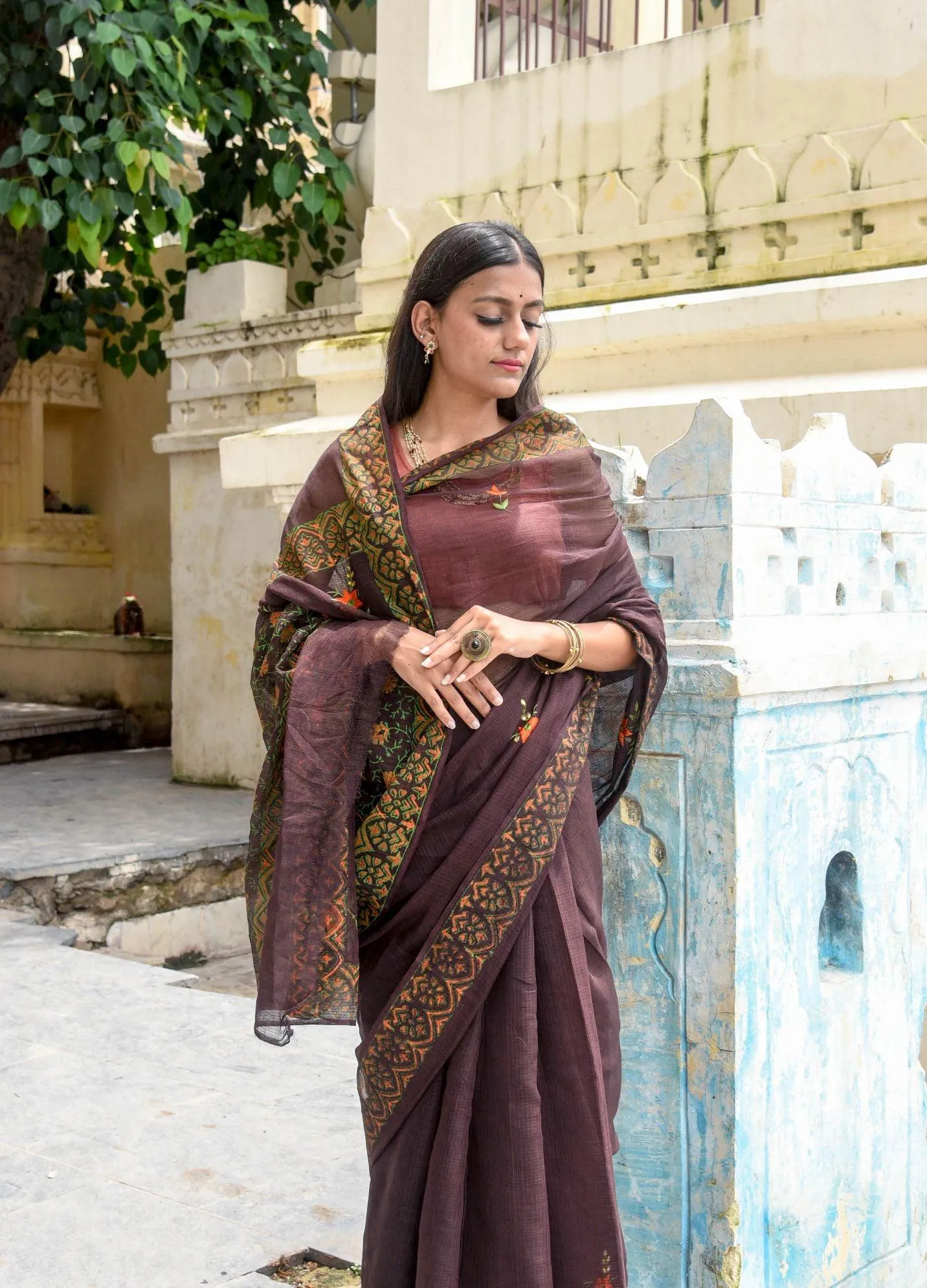 Kaisori Kota saree - Bagh Avantika embroidered and handblockprinted Kota saree