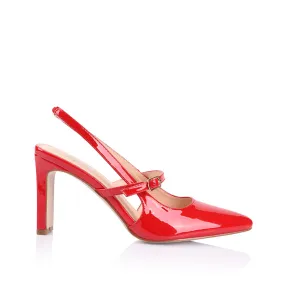 Kimchi Slingback Block Heels - Red Patent