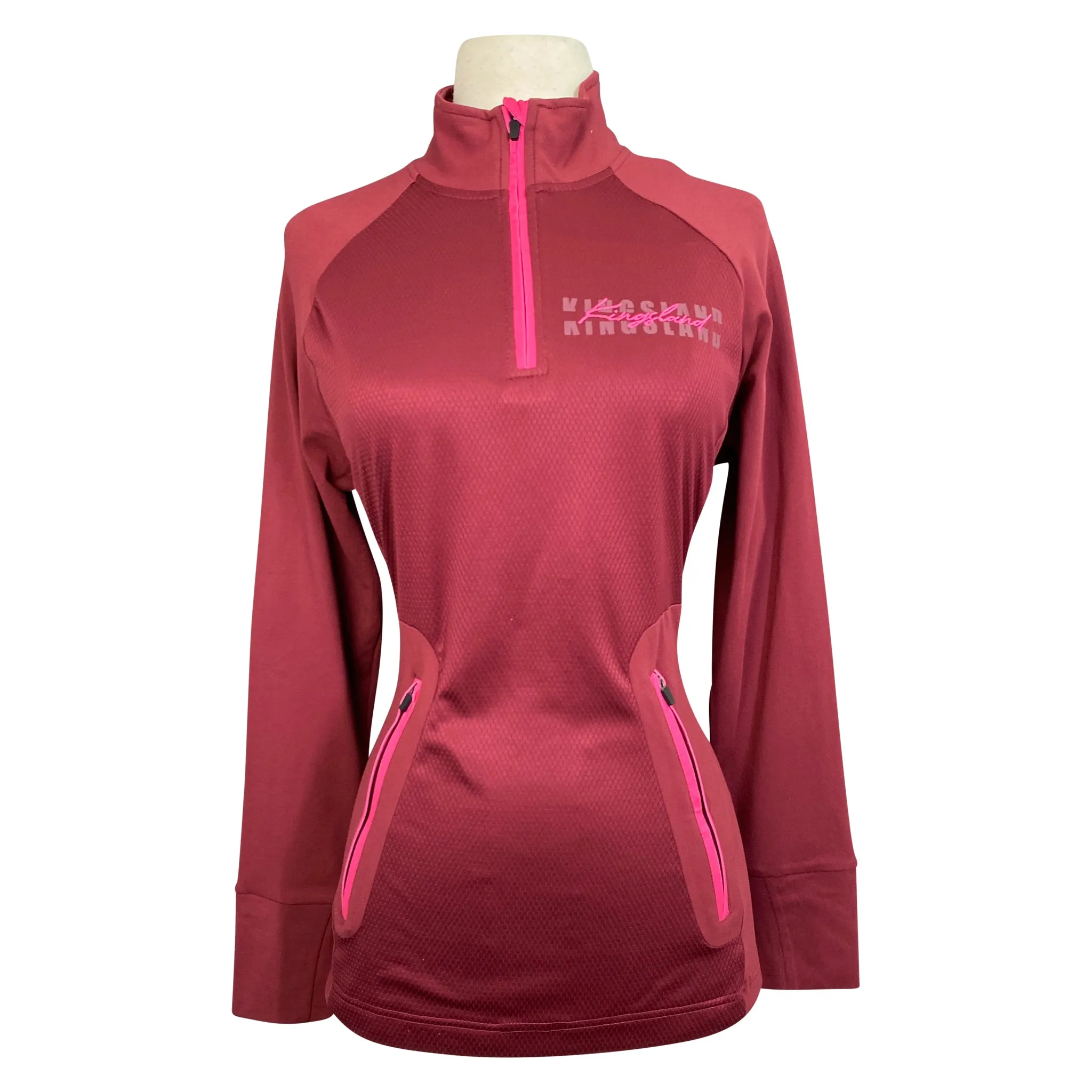 Kingsland 'Oksana' 1/4 Zip Shirt in Burgundy/Pink - Women's Small