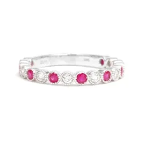 Ladies Ruby and Diamond Band