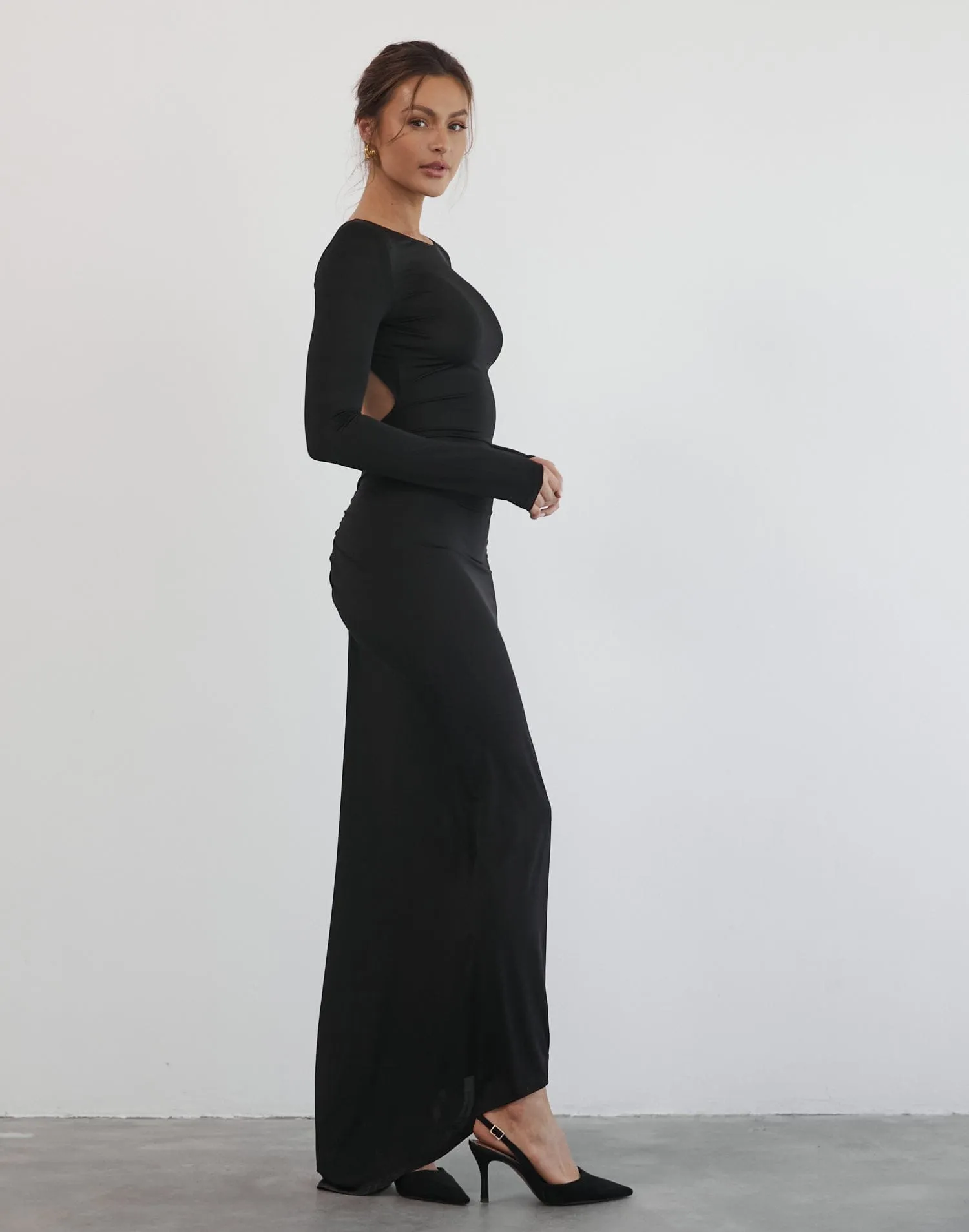 Leana Long Sleeve Maxi Dress (Black)